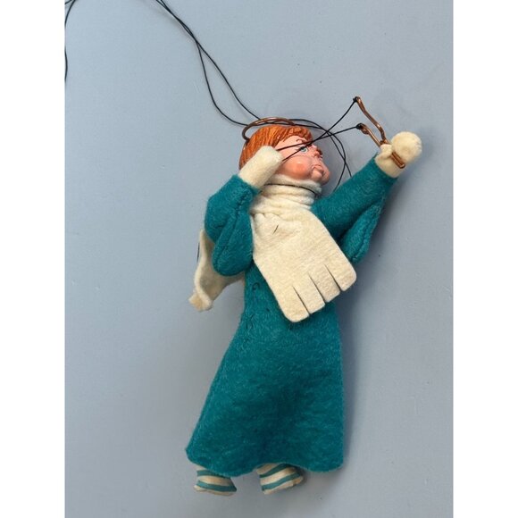 Vintage Simpich Doll Angel Ornament "Pete" 6" Felt Wings Slingshot Naughty Angel - Picture 7 of 9